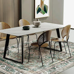 Green Area Rug 10'x14' Washable Vintage Traditional Mat Distressed Indoor - Image 3
