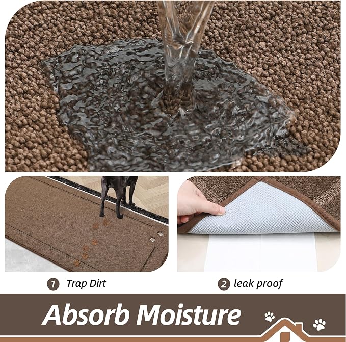 BEQHAUSE Dog Door Mat for Muddy Paws 36"x60" Dirt Trapper Absorbent Doormat Non - Image 3