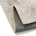 Beige Area Rug 2x3 Washable Vintage Entryway Carpet Low Pile Non Slip - Image 6