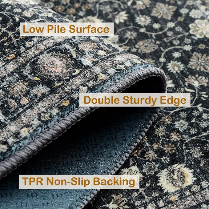 2x3 Rug, Boho Vintage Oriental Washable Rugs, Collapsible Area Rug - Image 4