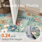 Floral Runner Rug 2x8 Washable Hallway Long Green Bedroom Carpet Non Slip - Image 3