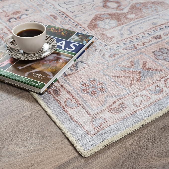 Fame Rugs Turkish Rug. Washable Vintage Oriental Antique Inspired Traditional - Image 8