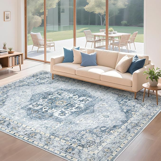 5x7 Area Rugs Washable Rugs for Living Room, Vintage Boho Rug Non-Slip Soft - Image 8