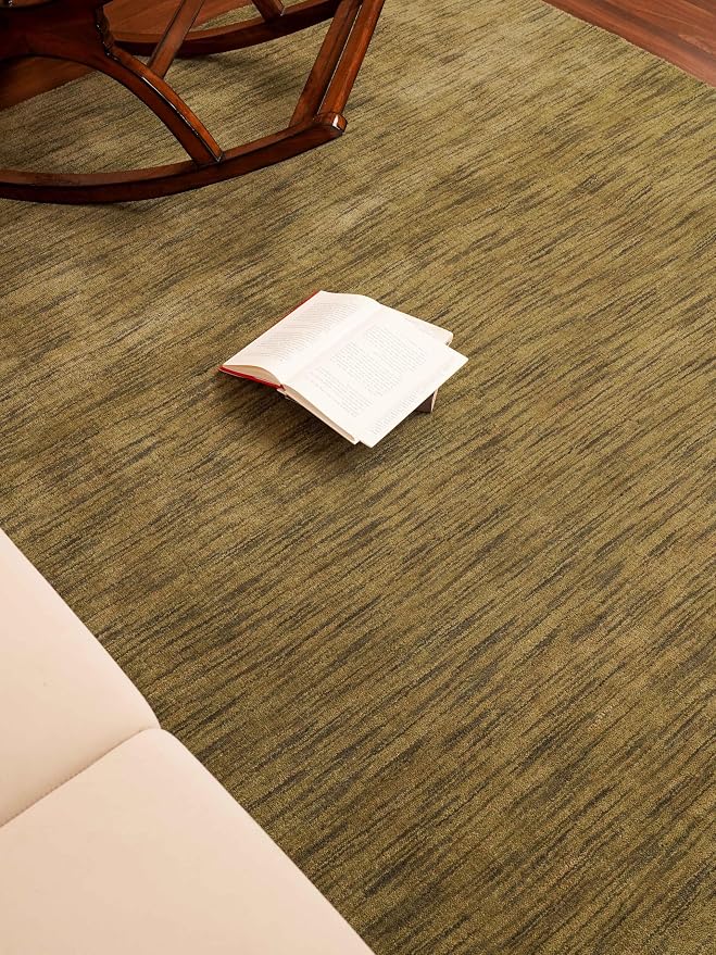Rugsotic Carpets Hand Knotted Loom Wool 8'x10' Area Rug Solid Green L00111 by GetMyRugsLLC