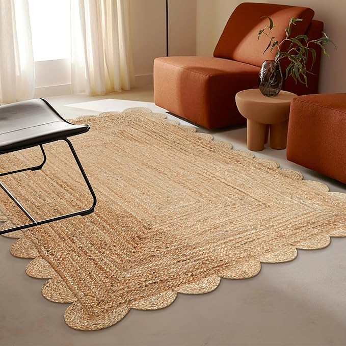 Savi Home Scalloped Jute Rug 4'x6' – Handwoven Natural Area Rug, Farmhouse Boho - Image 8