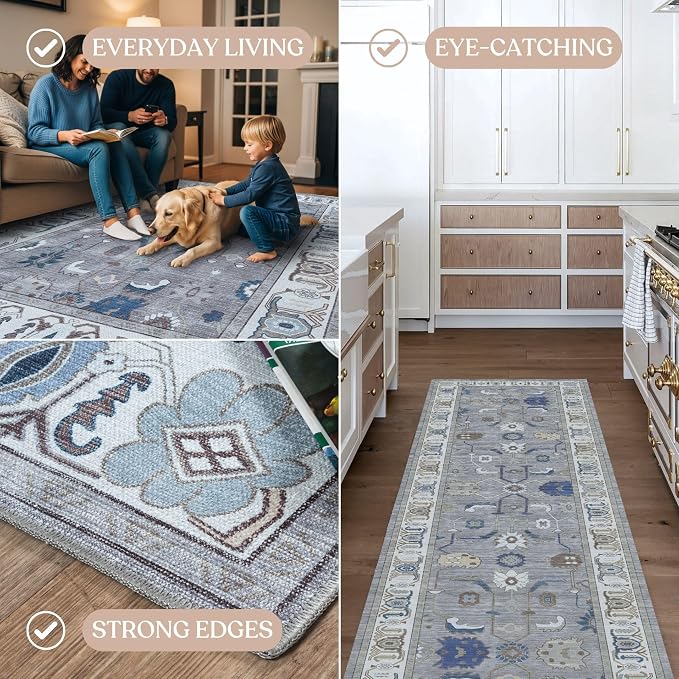 Fame Living Grey Oushak Rug, Area Rugs - Image 4