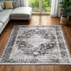 Area Rug - 9x12 Large Dining Room Rug Soft Living Room Mat, Vintage Washable - Image 3