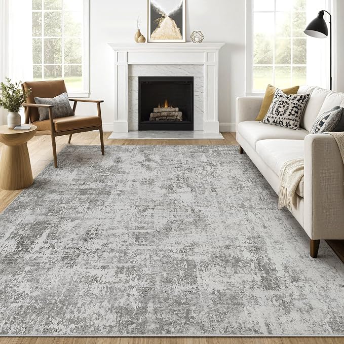 Area Rugs 9x12 Living Room: Washable Large Abstract Neutral Modern Soft Rugs by LOONGRUG