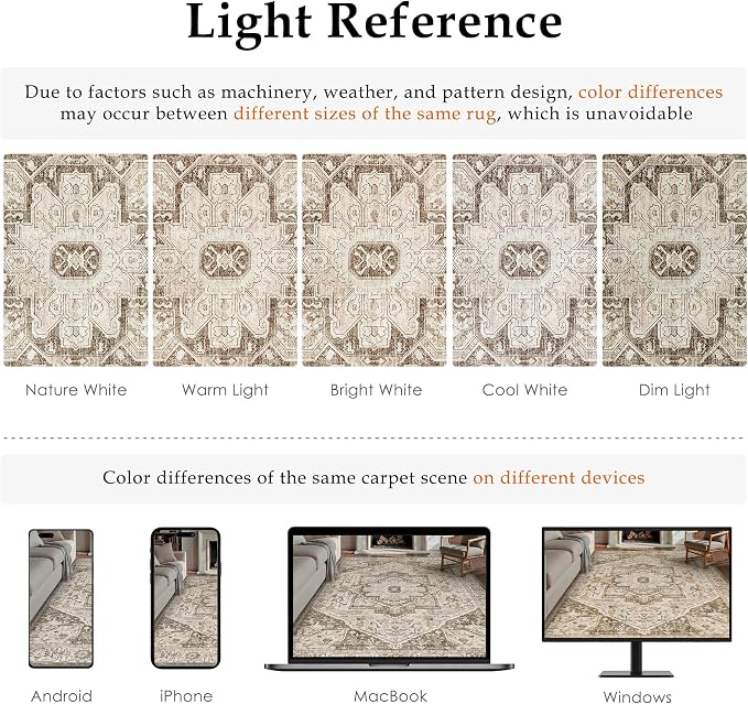 Brown Hallway Runner Rug 2x7 Vintage Washable Distressed Area Carpet Kitchen - Image 2