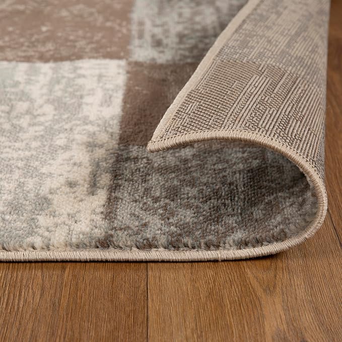 SUPERIOR Indoor Area Rug, Jute Backed, Modern Geometric Patchwork Floor Decor - Image 4