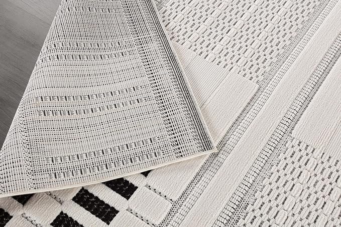 CAMILSON Modern Rug 9x12 Luxury Geometric Pattern Large Micro Loop Area Rugs - Image 6