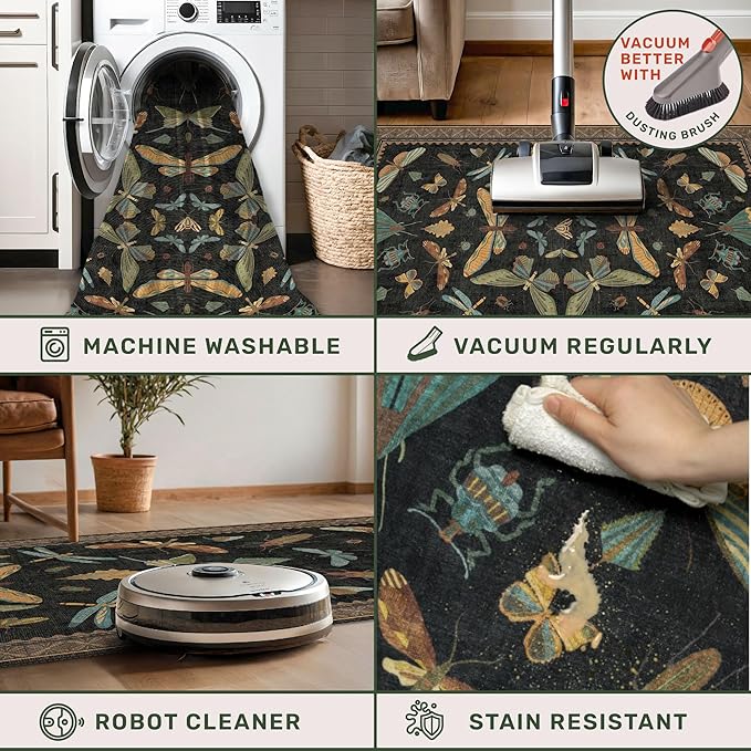 Black Boho 5ft Round Throw Rugs - Image 4