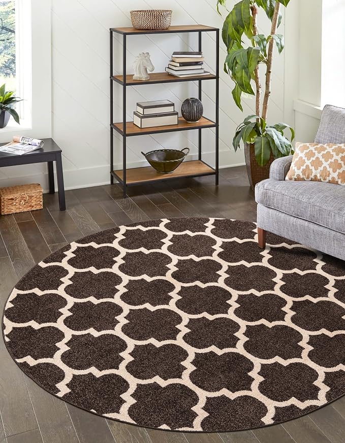 Rugs.com Lattice Collection Rug – 12 Ft Round Chocolate Brown Medium-Pile Rug by Rugscom