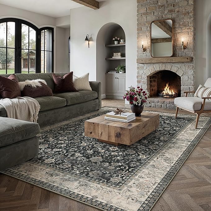 HUGEAR 6x9 Machine Washable Rugs Black Beige Hallway Large Area Rug Indoor - Image 3