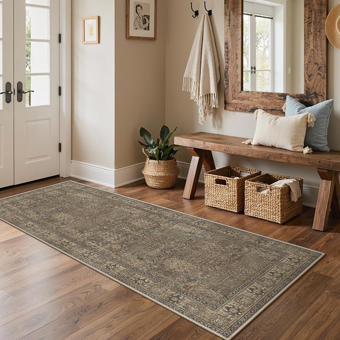 Bavni 2'6''x6 Rug Runners for Hallways, Washable Runner Rug Non Slip, Vintage - Image 4