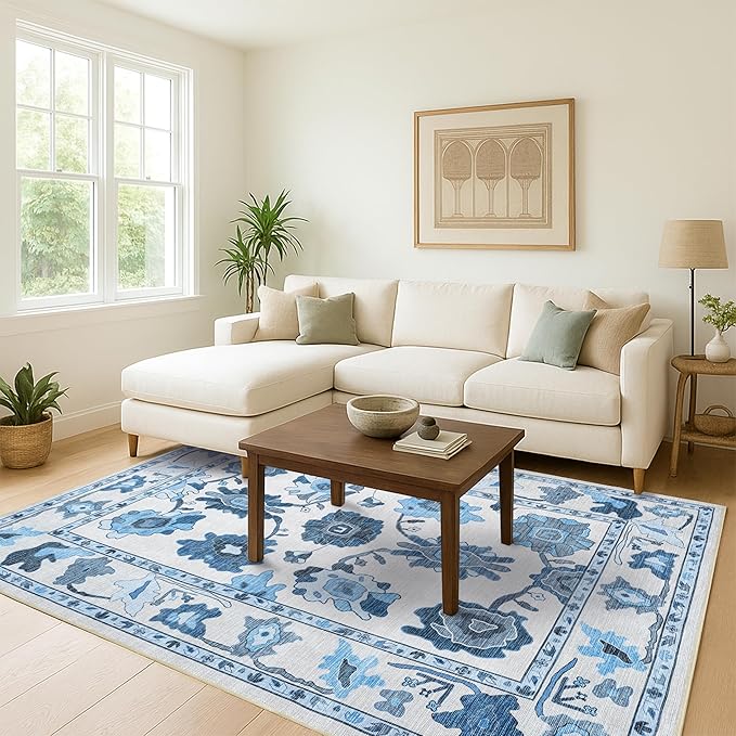 Fame Living Navy Blue Oushak Rug, Area Rugs - Image 2