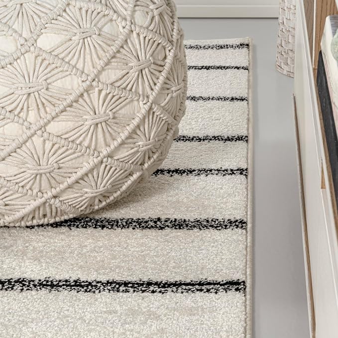 JONATHAN Y Williamsburg Minimalist Stripe Cream/Black Indoor Area Rug, - Image 6