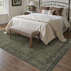 Vintage Area Rug 8x10 Washable Olive Brown Living Room Carpet Large Indoor Non - Image 5