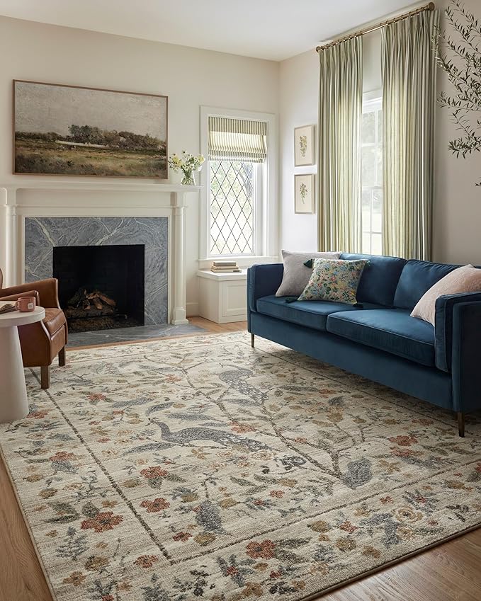 Loloi Rifle Paper Co. Laurel Collection LAU-05 Ivory 2'-8" x 10' Runner Rug by Loloi