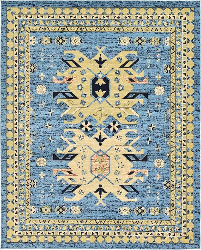 Unique Loom Taftan Collection Border Geometric Tribal Inspired Design Area Rug - Image 3