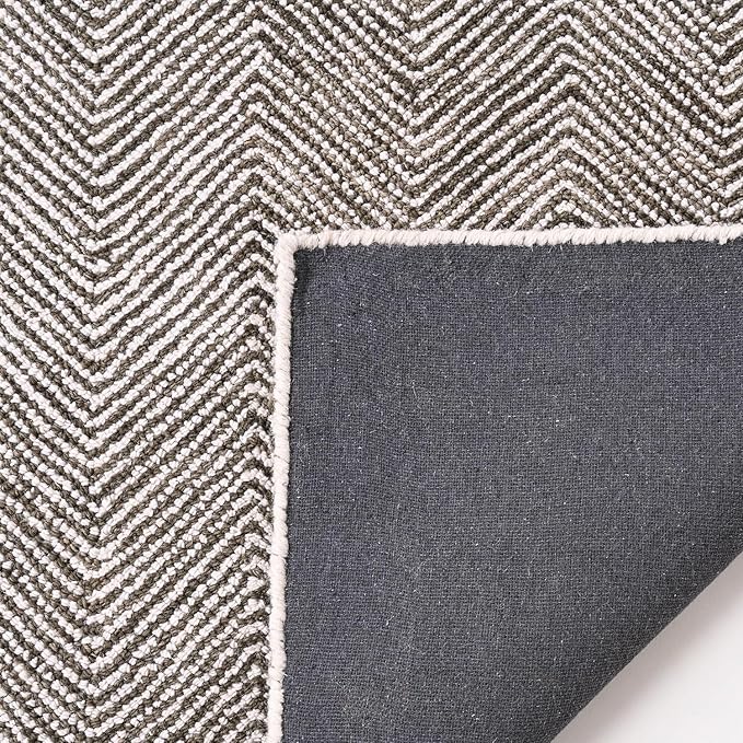 Modern Herringbone Chevron Collection Handcrafted Wool Area Rug - Image 4