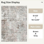 Abstract Rug 8x10 Large Living Room Rugs Neutral Modern Washable Area Rugs - Image 4