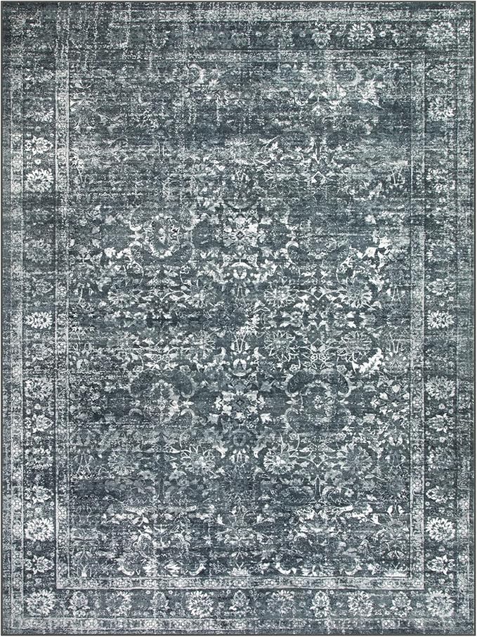 Morebes Washable Area Rugs 9x12 Living Room, Soft Black Rugs by Morebes