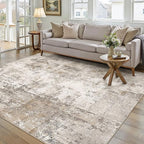6x9 Washable Area Rug Brown Grey Abstract Living Room Bedroom Throw Rug Neutral - Image 5