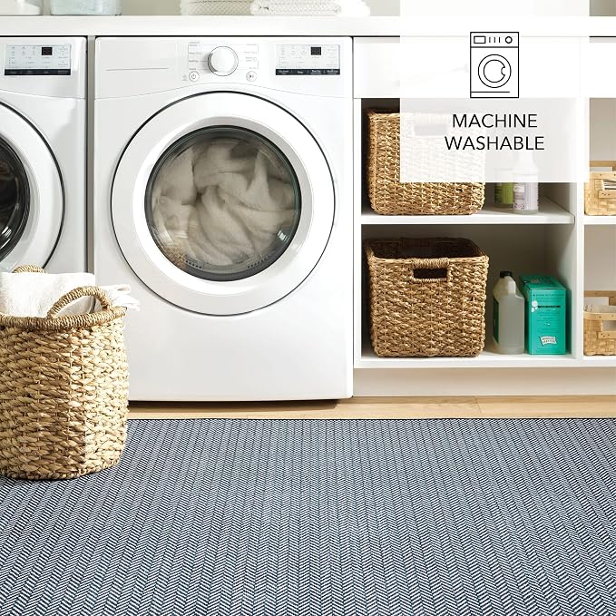 Dash and Albert Herringbone Machine Washable Area Rug - Image 2
