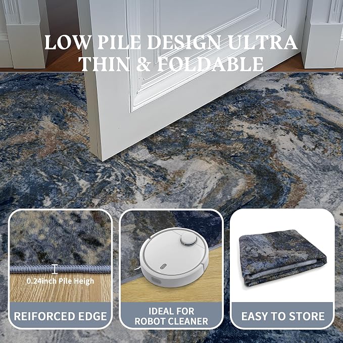Modern Washable Rug for Living Room: Abstract 5x7 Area Rugs for Bedroom Low - Image 5