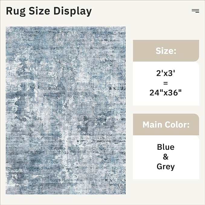 2x3 Abstract Washable Rugs for Kitchen, Powder Room Small Area Rug Non-Slip - Image 4