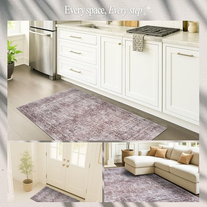 Turkish Rug. Washable Vintage Oriental Antique Inspired Traditional Doormat - Image 5