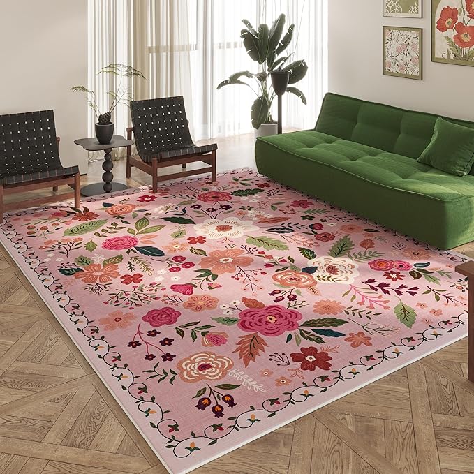 Rugcomf Living Room Rug 6x9 Machine Washable Boho Area Rug Non Slip Floral - Image 7