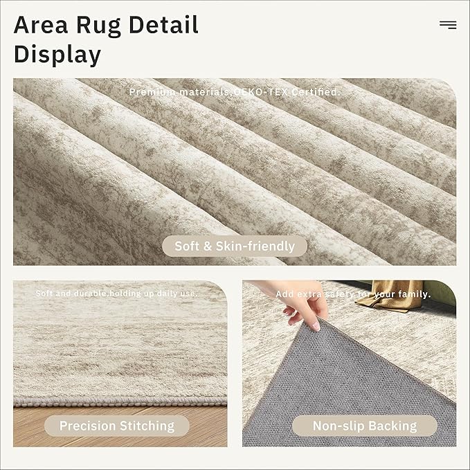9x12 Area Rugs for Living Room, Non Slip Machine Washable Vintage Rugs - Image 6