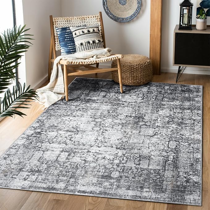Area Rug 4×6, Vintage Boho Rug, Ultra-Soft Low Pile, Non Slip, Stain Resistant by DomitapisRug