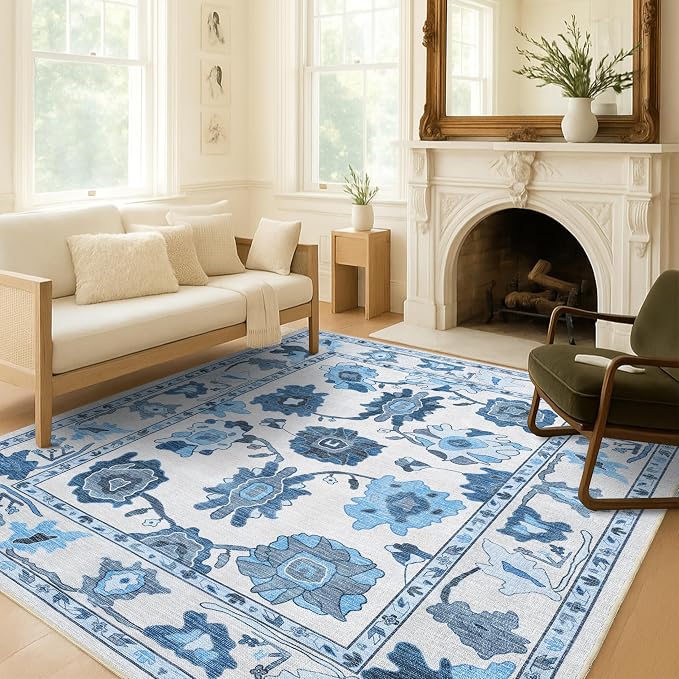 Fame Living Navy Blue Oushak Rug, Large Area Rugs by FameLiving%7COushakRugs