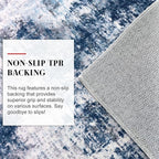 Modern Abstract Entryway Rug Indoor 2x3 Washable Non-Slip, Soft Grey Navy Blue - Image 7