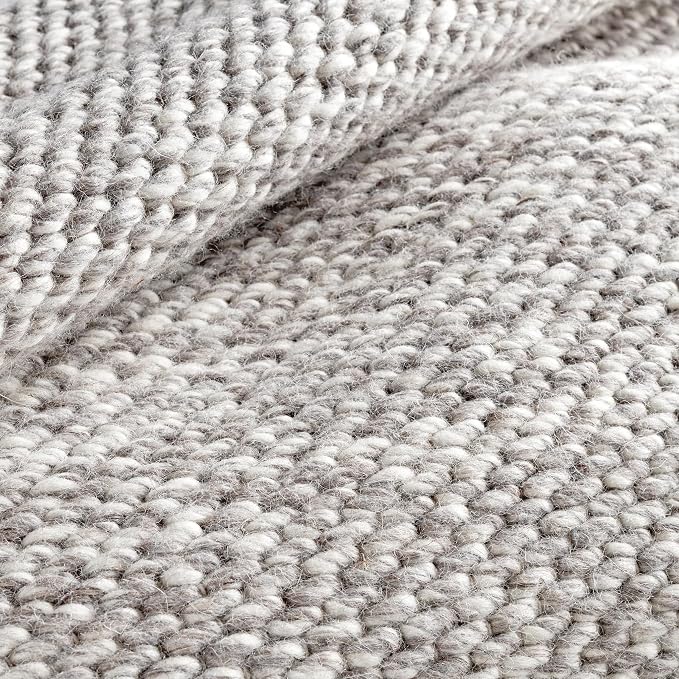 Dash and Albert Loggia Grey Handwoven Wool Rug, 5 X 8 Feet - Image 4