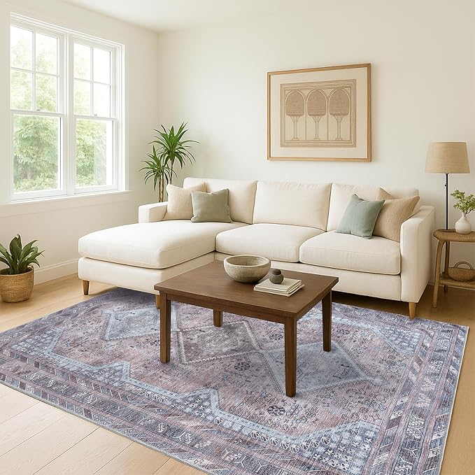 Washable Area Rug, Modern Farmhouse, Distressed, Traditional, Rugs - Image 3