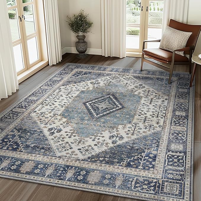 GENIMO 8x10 Area Rugs for Living Room, Machine Washable Non Slip Vintage Rugs - Image 2