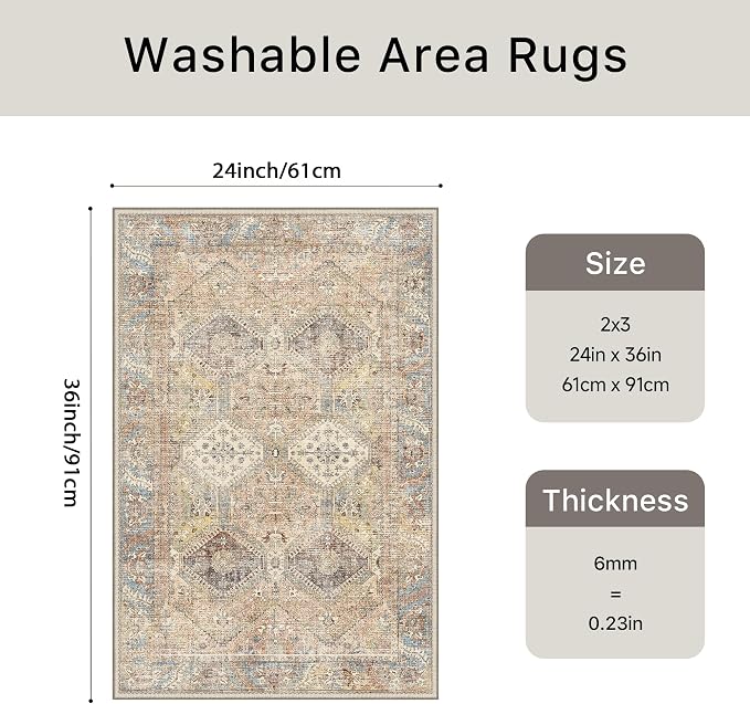Bavni Clearance 2x3 Rugs for Entryway Indoor, Machine Washable Area Rug Non Slip - Image 2