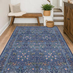 Vintage Dark Blue Living Room Rug 5x8 Area Rug - Image 3