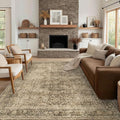 FMFUNCTEX 10x12 Washable Area Rug Brown Vintage Neutral Distressed Large Non by Fmfunctex