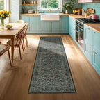 Dark Green 2x5 Runner Rug Non Slip Washable - Image 2