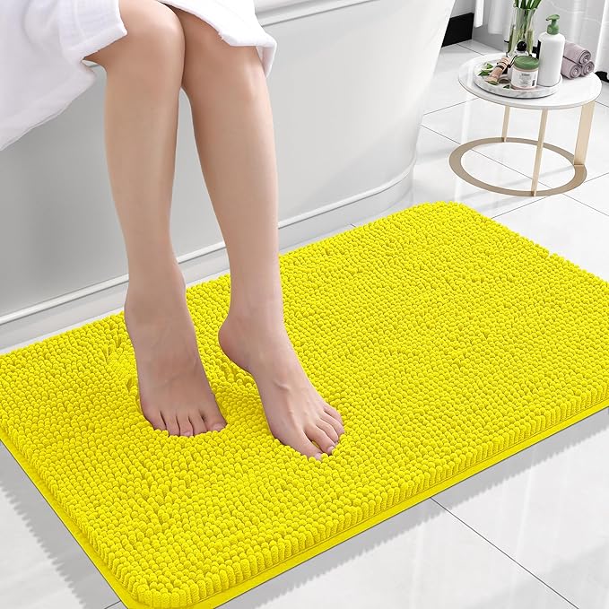 OLANLY Bathroom Rugs 24x16, Extra Soft Absorbent Chenille Bath Rugs, Rubber by OLANLY