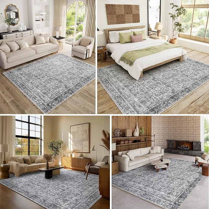 8x10 Washable Area Rugs Ultral Soft Non-Slip Stain Resistant Vintage Boho Large - Image 2