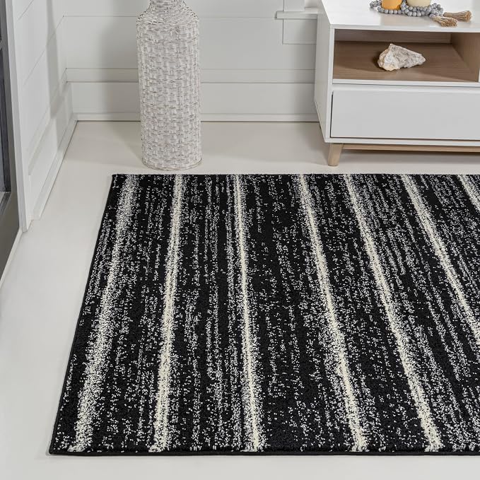 JONATHAN Y Williamsburg Minimalist Stripe Black/Cream Indoor Area Rug, - Image 3