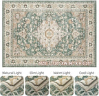 Green Rug Living Room Rugs: 8x10 Washable Boho Large Vintage Soft Stain - Image 9