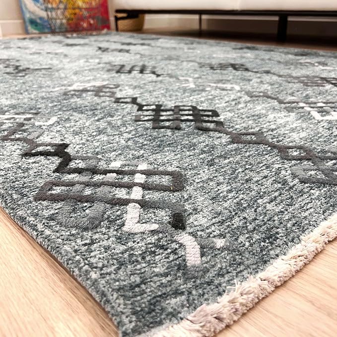 Alfa Rich 4x6 Bluish Gray Washable Area Rugs - Image 6