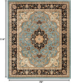 Well Woven Barclay Collection Medallion Kashan Light Blue 6x9 Area Rug - Image 3